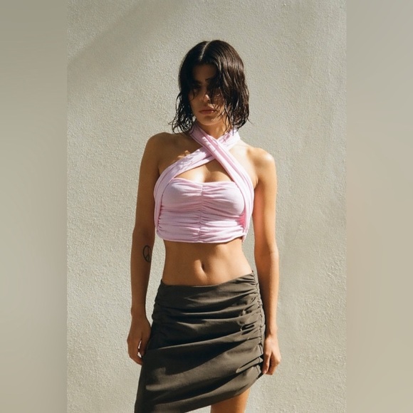 Zara Light Pink Multiway Draped Wrap Top - Picture 4 of 8